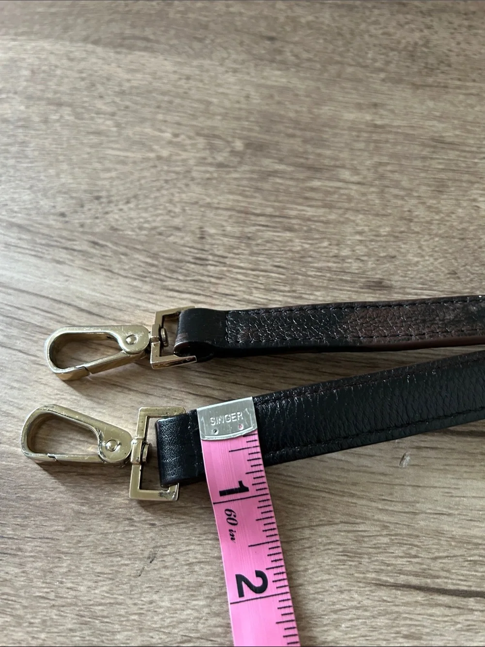 Brown Leather Bag Strap replacement with Gold Hardware